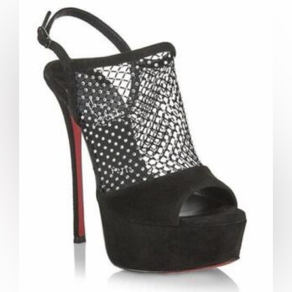 Christian Louboutin PLOUGESTA ALTA STRASS Fishnet Heels Pump Shoes Sandal $1445 - Picture 3 of 10